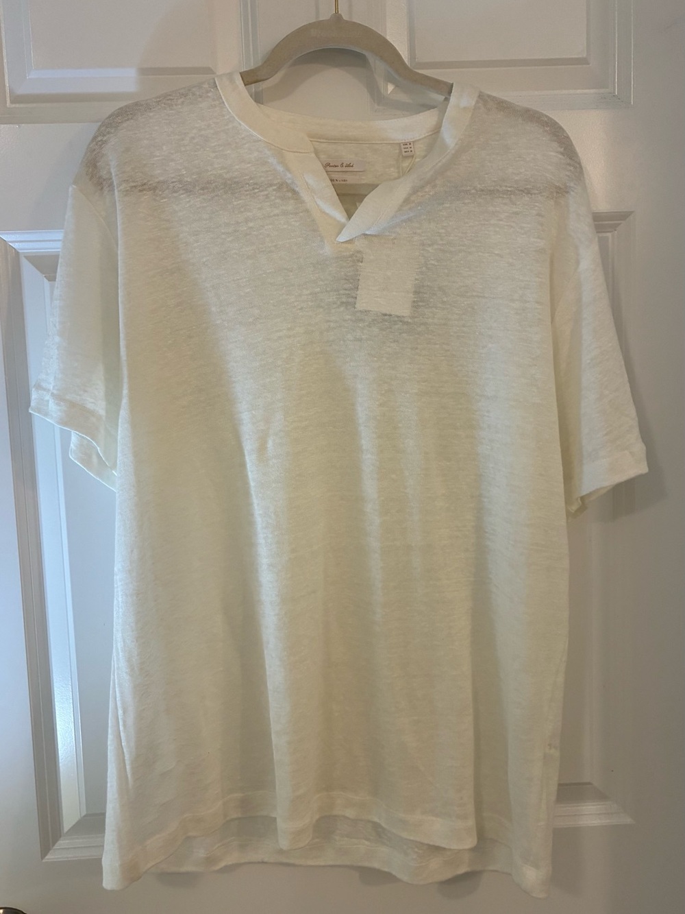 NEW! PORTER & ASH LINEN Split Neck Tee Medium